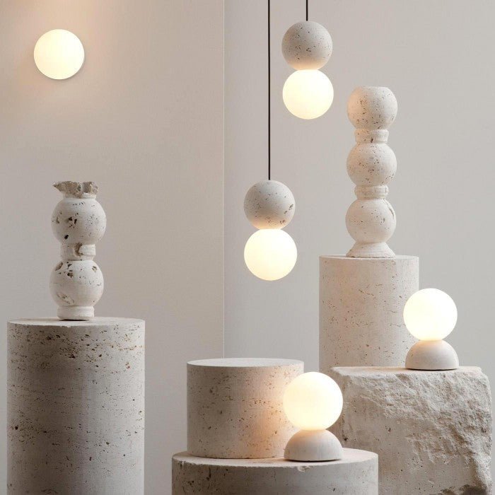 LumoSphere | Elegante Cement Hanglamp met Geometrische Accenten