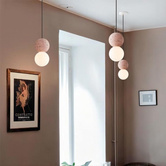 LumoSphere | Elegante Cement Hanglamp met Geometrische Accenten