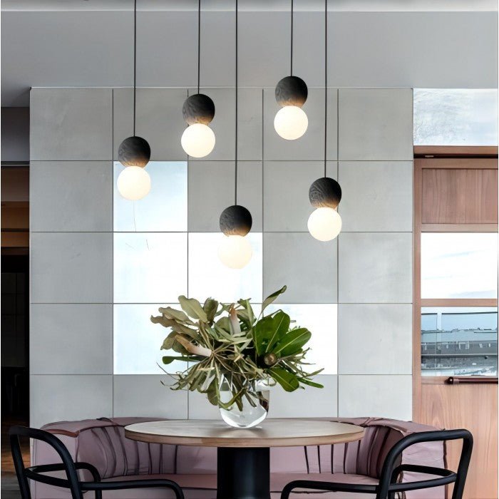 LumoSphere | Elegante Cement Hanglamp met Geometrische Accenten