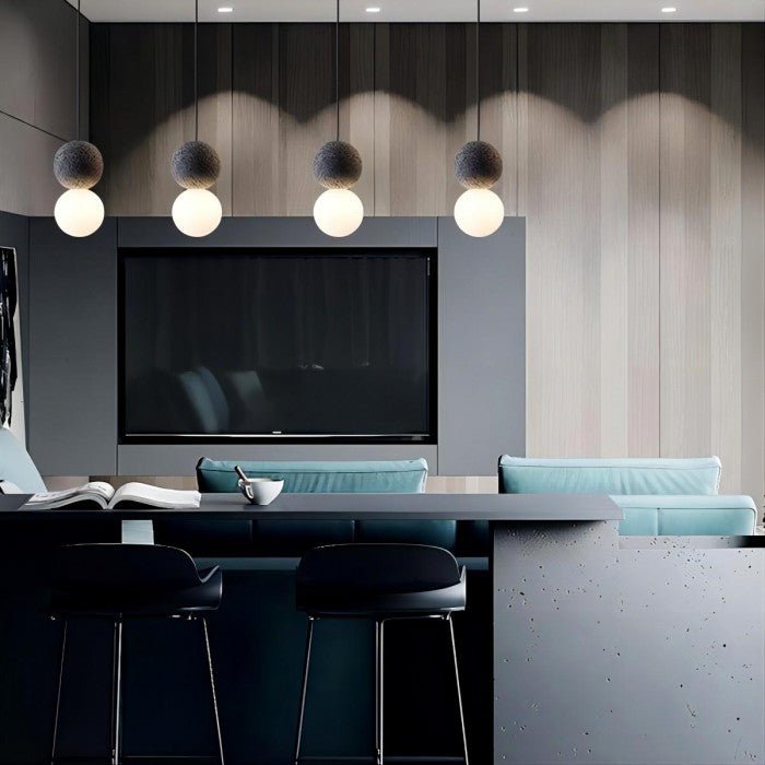 LumoSphere | Elegante Cement Hanglamp met Geometrische Accenten