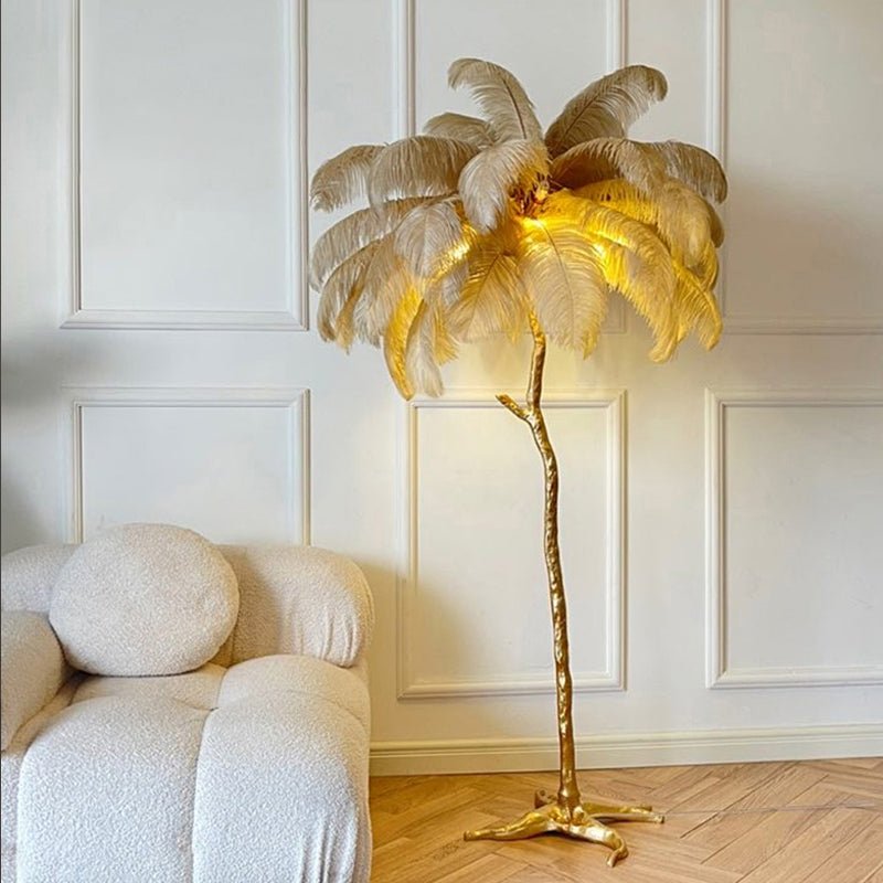 Astrid - Luxe Vloerlamp met Struisvogelveren